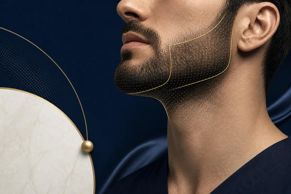 Beard transplant planning — facial hair restoration at The Hair Transplant Company