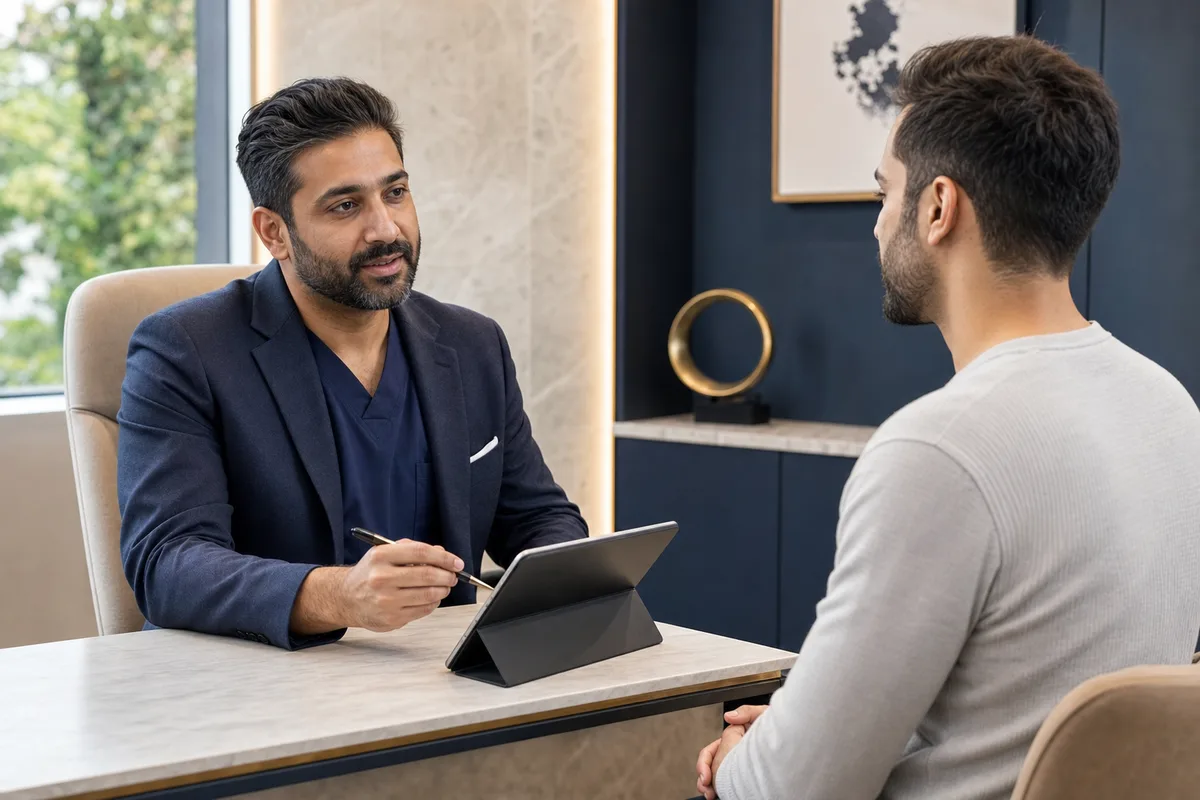 Dr Husnain, Hair Transplant Surgeon at The Hair Transplant Company — topical finasteride consultation